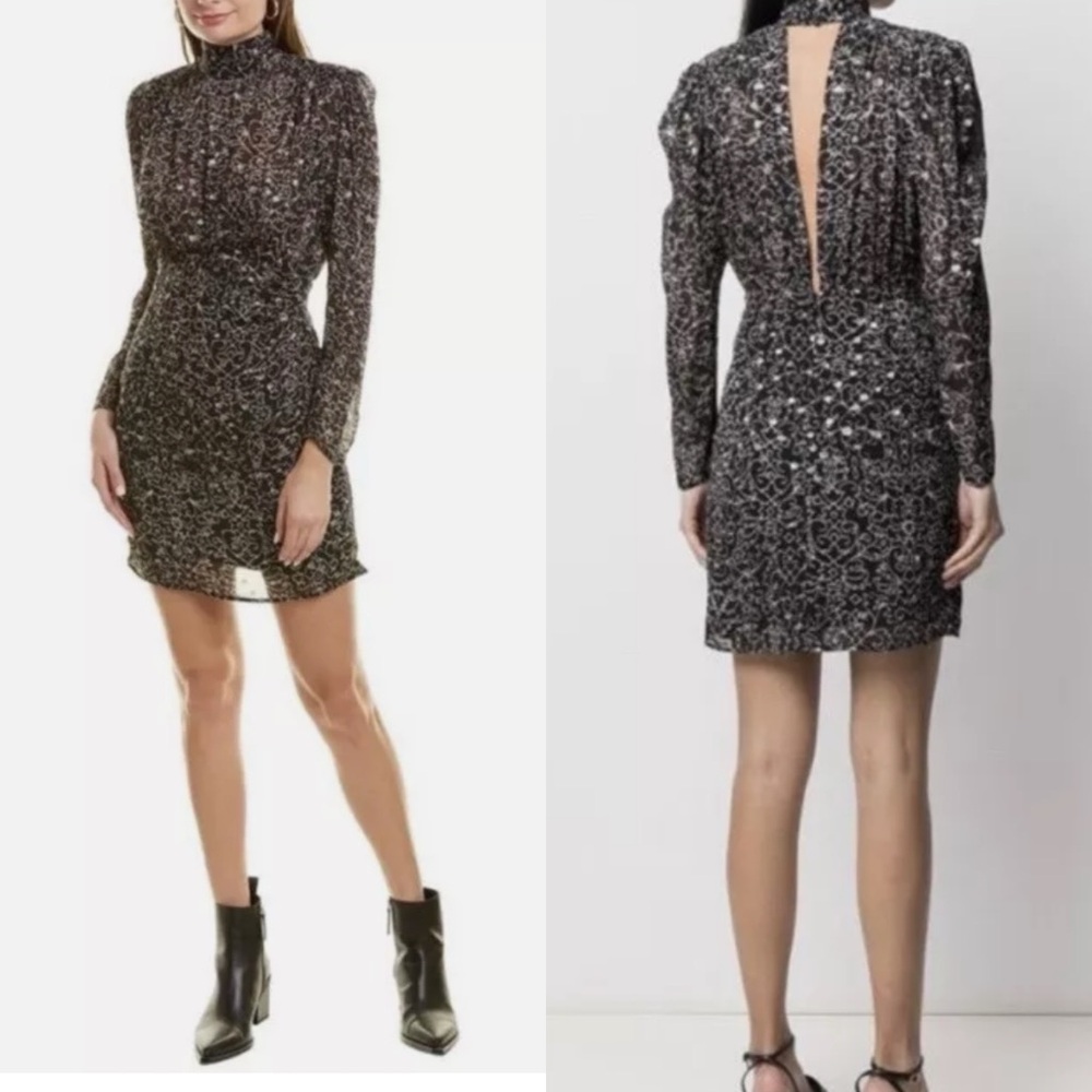 Ba&sh Acia Backless Longsleeve Dress Black